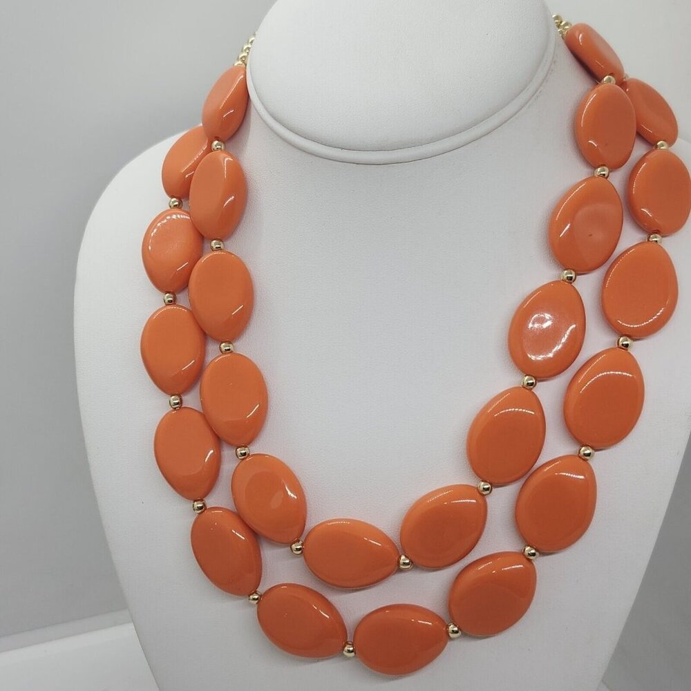 Orange‎ Bead Double Strand Necklace